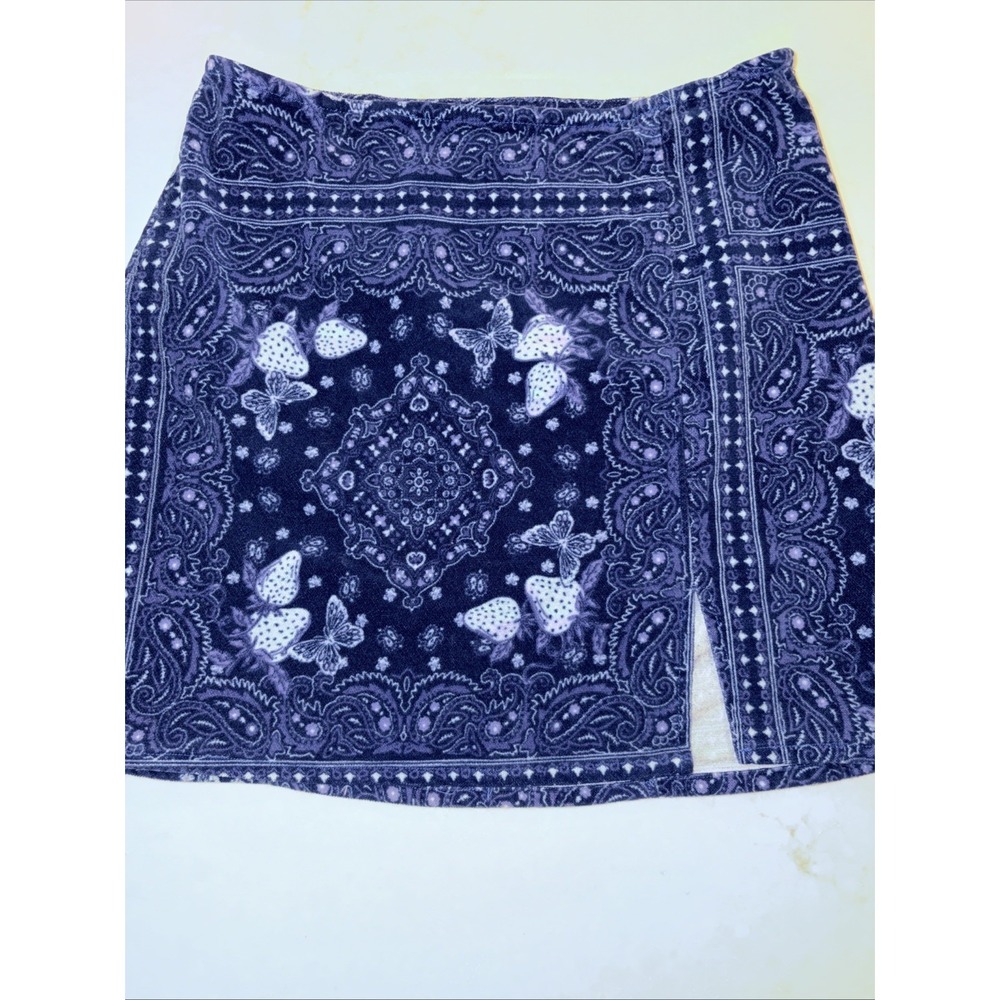 Urban Outfitters Skirt Mini Blue Womens S Marni‎ Corduroy Strawberry Butterfly